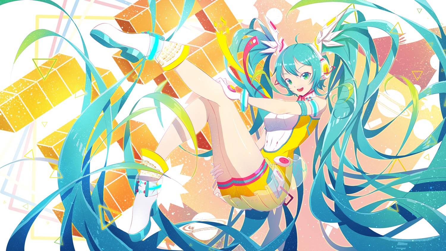 hatsune_miku, headphones, lengchan_(fu626878068), vocaloid, wallpaper