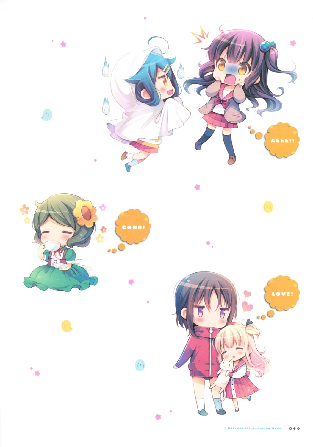 buruma, chibi, dress, hagino_chiaki, hiiragi_mayuki, hinako_note, kuroyanagi_ruriko, mitsuki