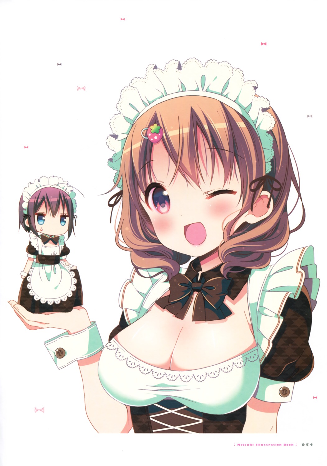 chibi, cleavage, maid, mitsuki, watashi_no_tomodachi_ga_sekaiichi_kawaii