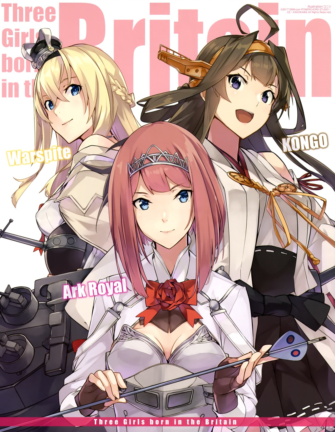 ark_royal_(kancolle), cleavage, kantai_collection, kongou_(kancolle), konishi, warspite_(kancolle), weapon