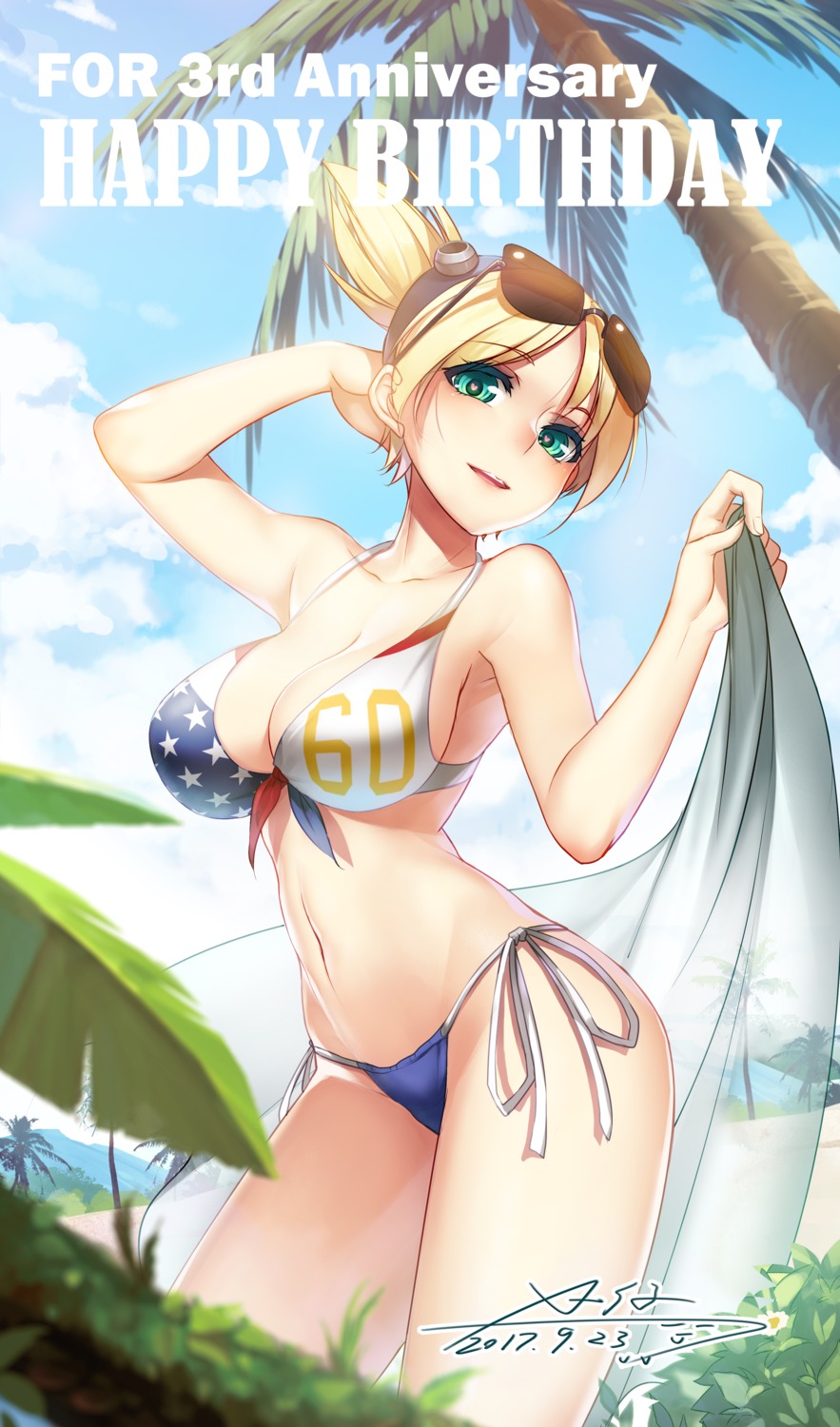 bikini, cleavage, guadalcanal_(zhanjianshaonv), megane, swimsuits, x-boy, zhanjianshaonv