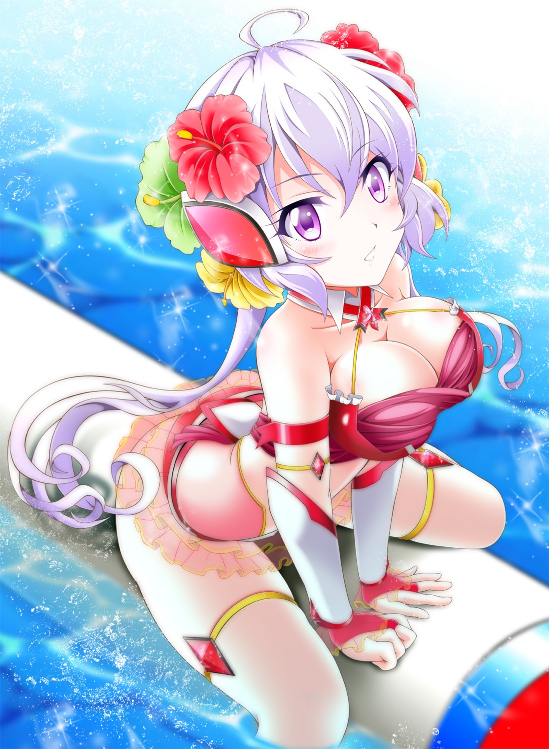 bikini, cleavage, eva_16-gouki, garter, see_through, senki_zesshou_symphogear, swimsuits, yukine_chris