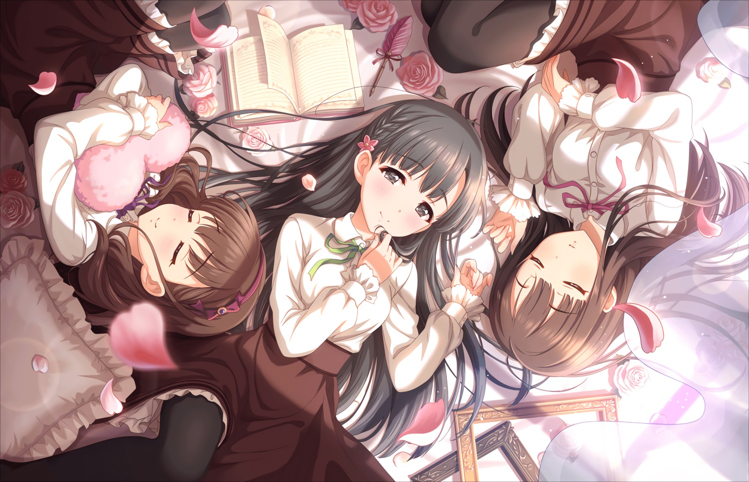 annin_douhu, kobayakawa_sae, mizumoto_yukari, pantyhose, sakuma_mayu, seifuku, the_idolm@ster, the_idolm@ster_cinderella_girls, the_idolm@ster_cinderella_girls_starlight_stage