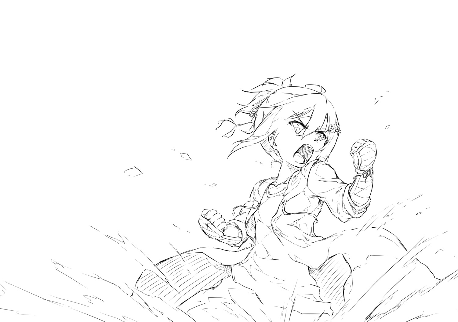 monochrome, sakuria, sketch, takashima_yuuna, yuuki_yuuna_wa_yuusha_de_aru