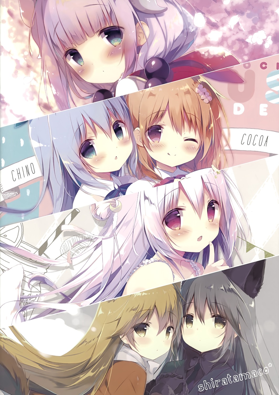 animal_ears, ezo_red_fox, gochuumon_wa_usagi_desu_ka?, horns, hoto_cocoa, kafuu_chino, kanna_kamui, kemono_friends