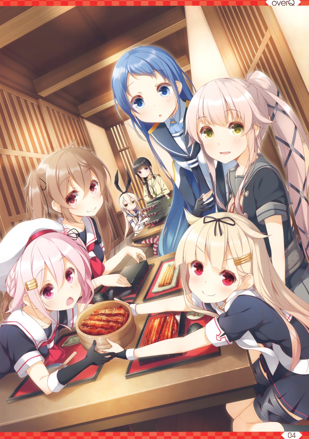 harusame_(kancolle), kantai_collection, kitakami_(kancolle), murasame_(kancolle), samidare_(kancolle), seifuku, seqmed, shimakaze_(kancolle), thighhighs, yume_no_owari, yura_(kancolle), yuudachi_(kancolle)