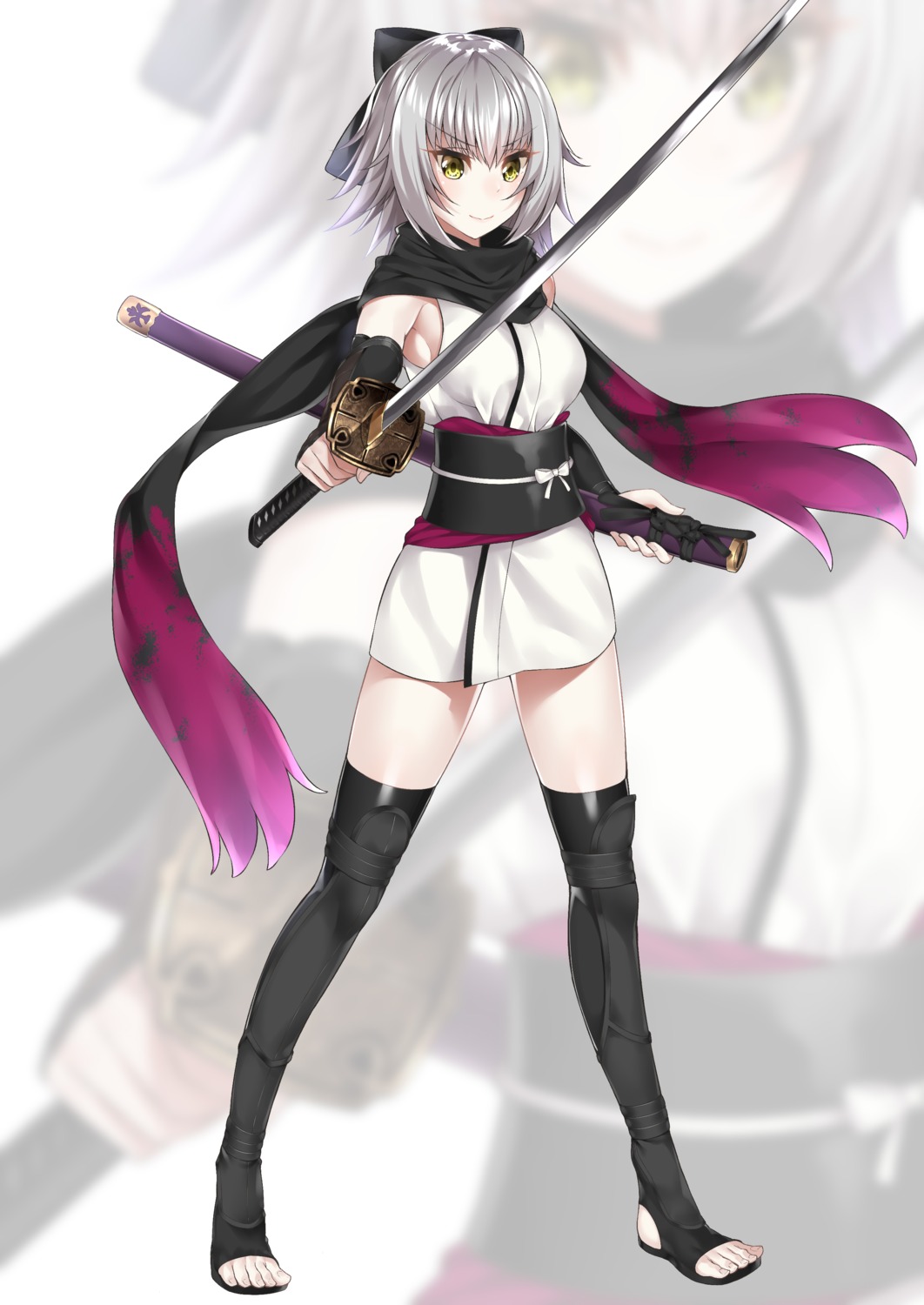 cosplay, fate/grand_order, japanese_clothes, jeanne_d'arc, jeanne_d'arc_alter_(fate), sword, thighhighs, watosu
