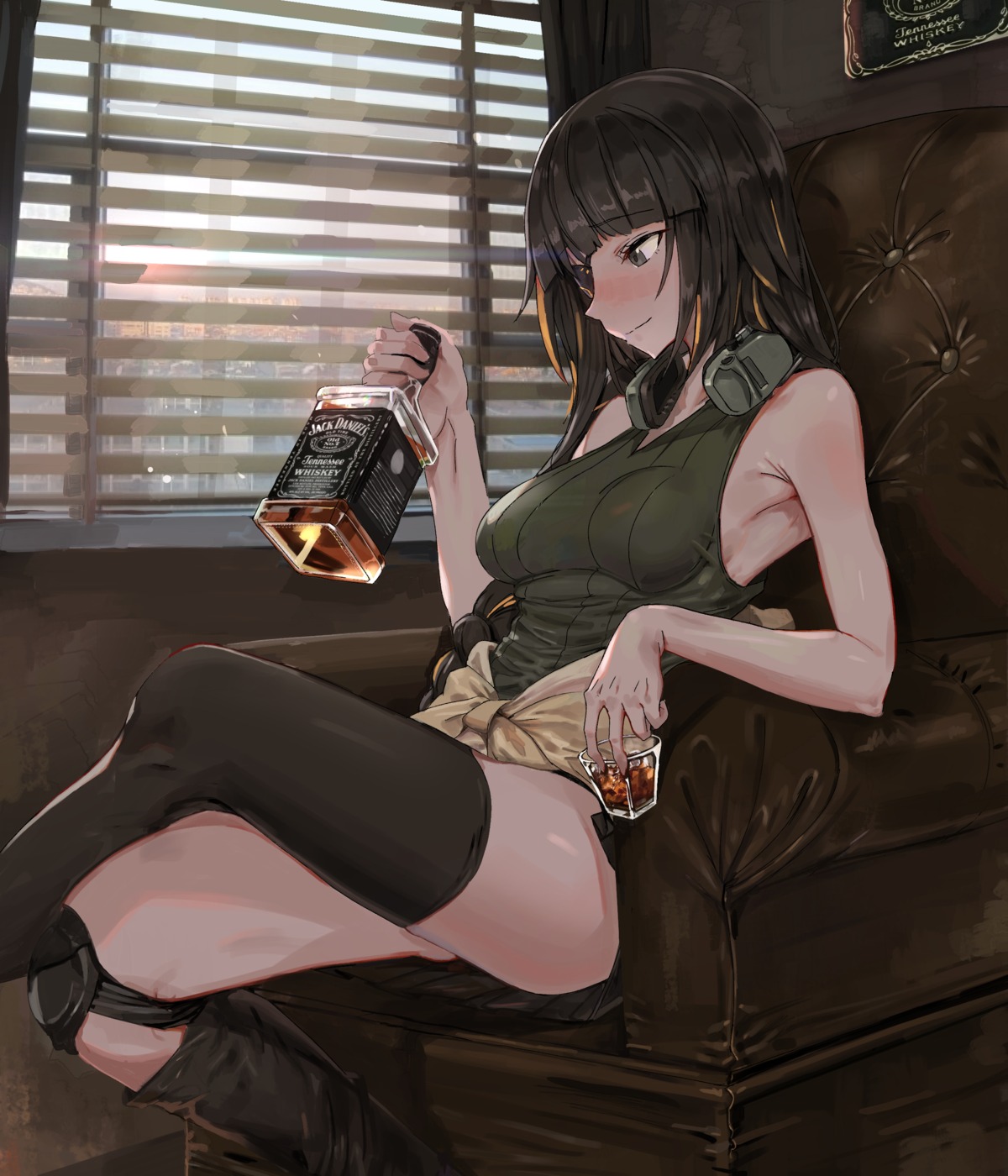 eyepatch, girls_frontline, headphones, m16a1_(girls_frontline), ssamjang_(misosan), thighhighs