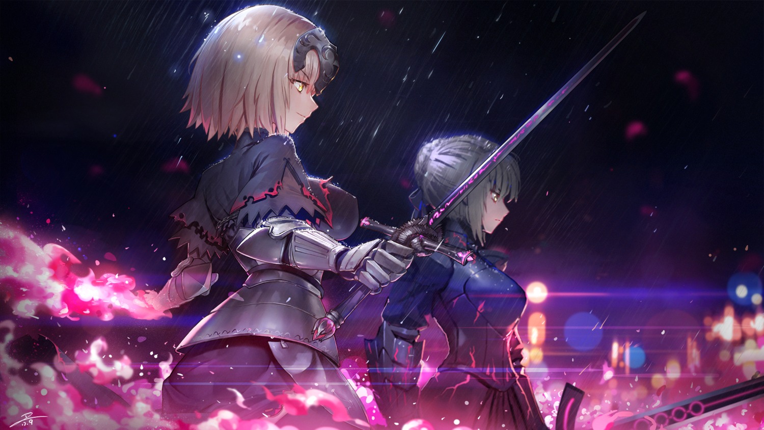 armor, artoria_pendragon_(fate), artoria_pendragon_alter_(fate), duan_henglong, fate/grand_order, jeanne_d'arc, jeanne_d'arc_alter_(fate), sword