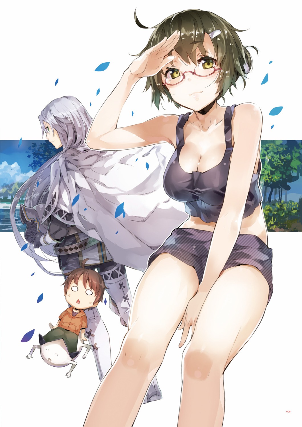 armor, bodysuit, chibi, cleavage, digital_version, galious_en_koldobar, kanou_shinichi, koganuma_minori