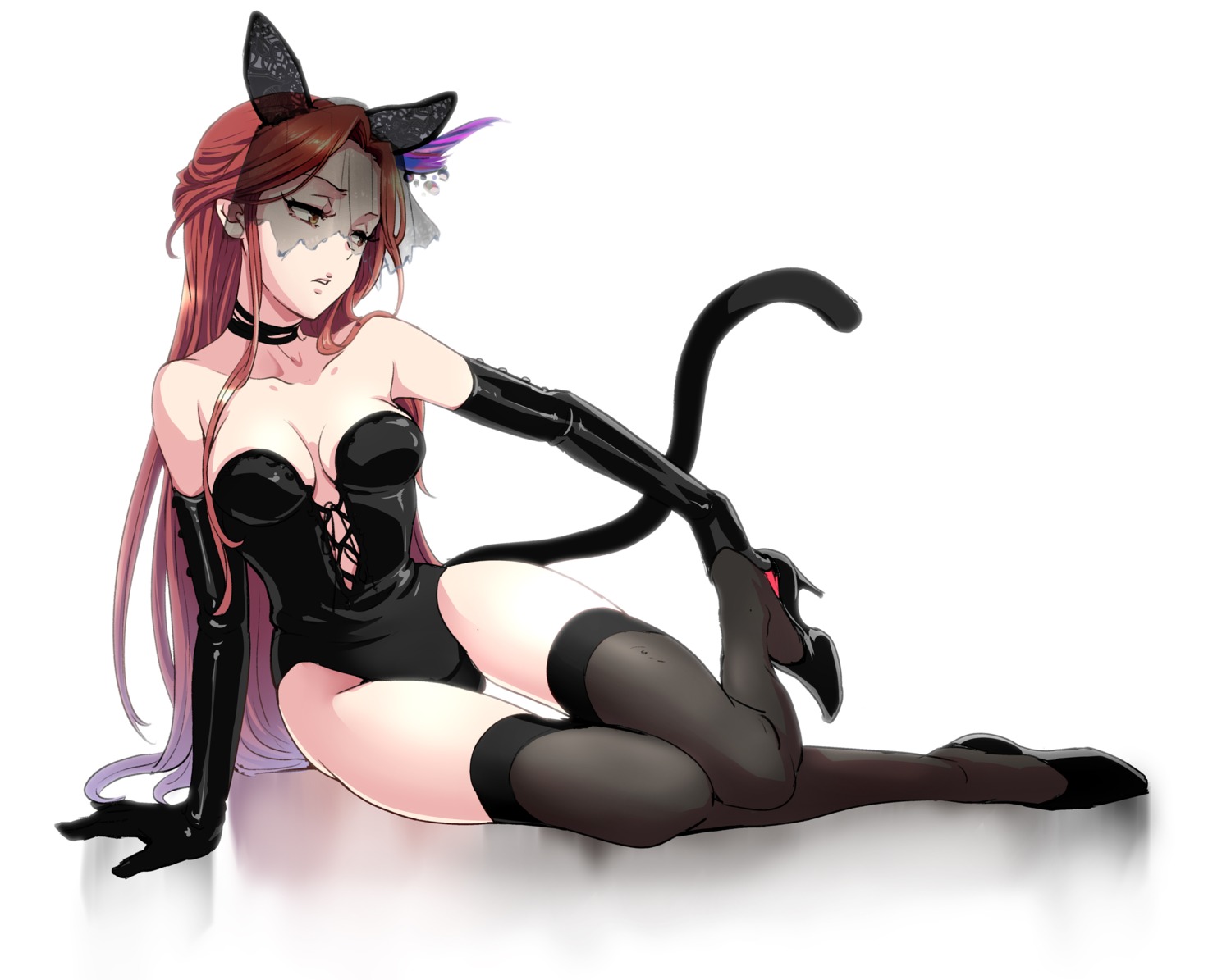 animal_ears, cleavage, heels, leotard, no_bra, null_(chronix), tail, the_idolm@ster