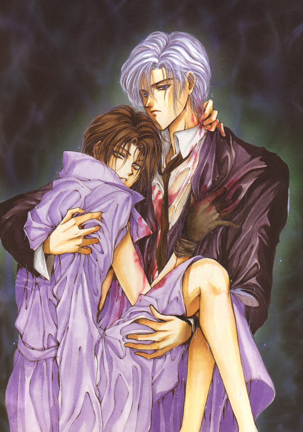 blood, business_suit, cain_c._hargreaves, godchild, hakushaku_cain_series, male, riffael_raffit, wet_clothes