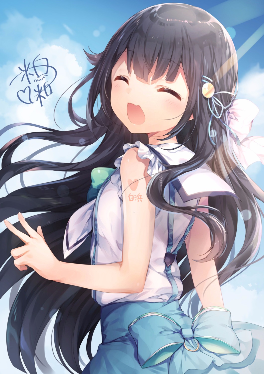 jpeg_artifacts, komeshiro_kasu, onsen_musume, seifuku, shirahama_honami, tattoo