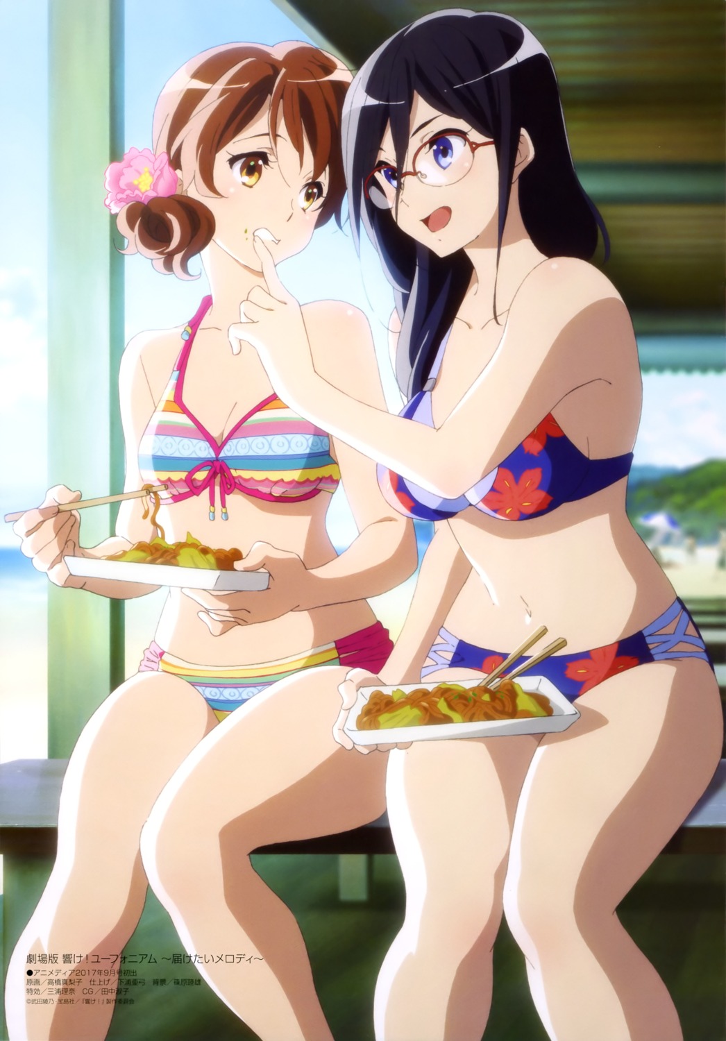 bikini, cleavage, hibike!_euphonium, megane, oumae_kumiko, swimsuits, takahashi_mariko, tanaka_asuka