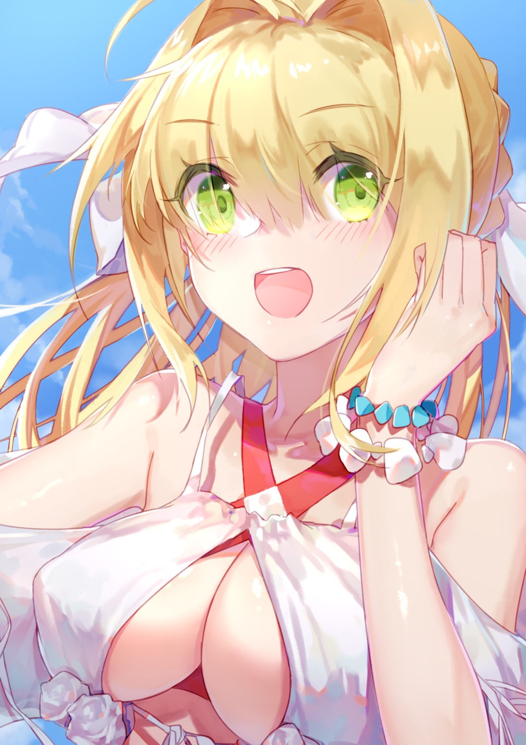 bikini_top, cleavage, fate/grand_order, mz7, nero_claudius_(fate), see_through, swimsuits