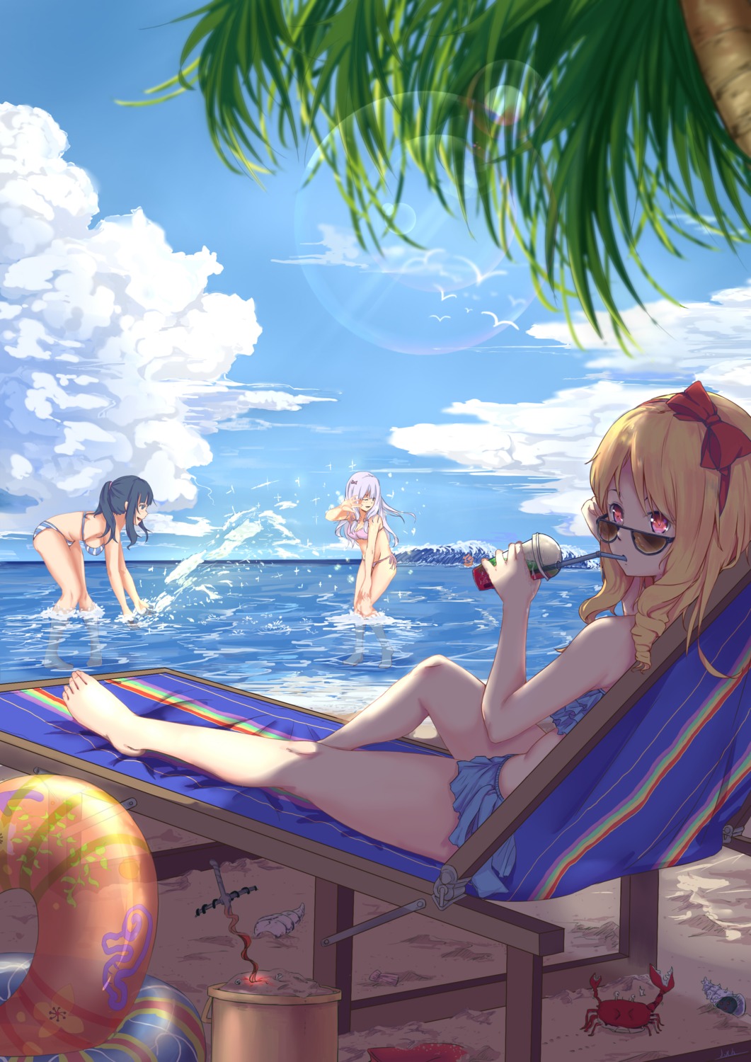 bikini, eromanga-sensei, izumi_sagiri, j.xh, megane, swimsuits, takasago_tomoe, wet