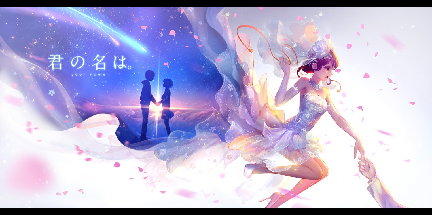 dress, heels, kimi_no_na_wa., miyamizu_mitsuha, pcw, seifuku, sweater, tachibana_taki