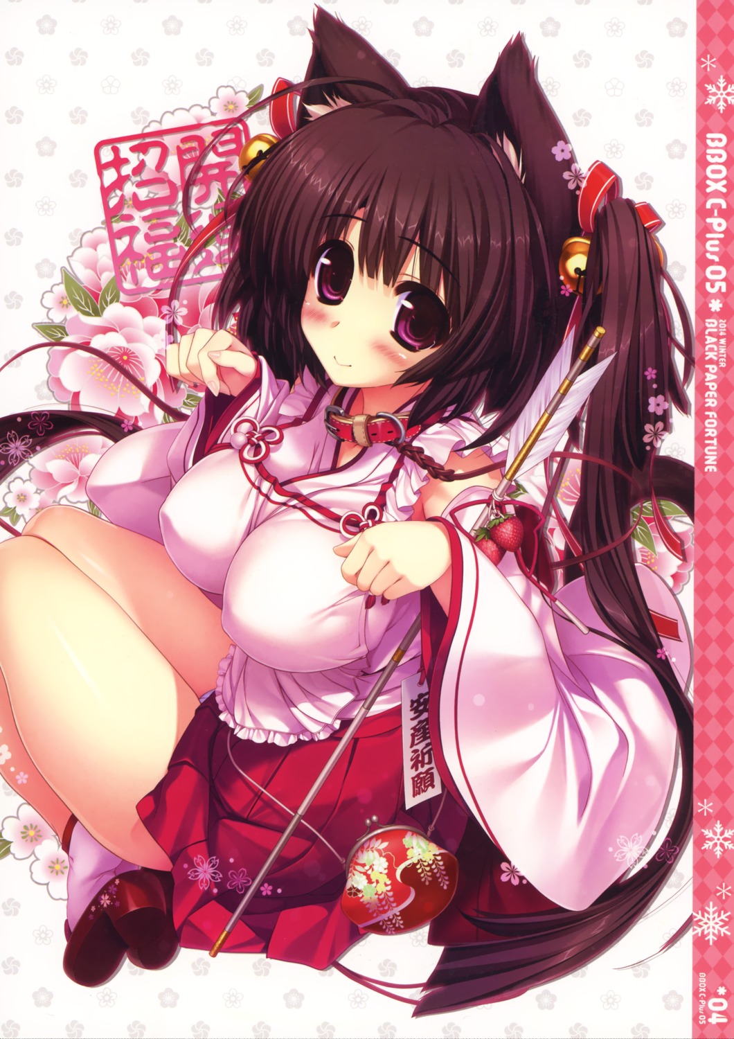 animal_ears, black_paper_fortune, miko, nekomimi, oshiki_hitoshi, pantsu, tail