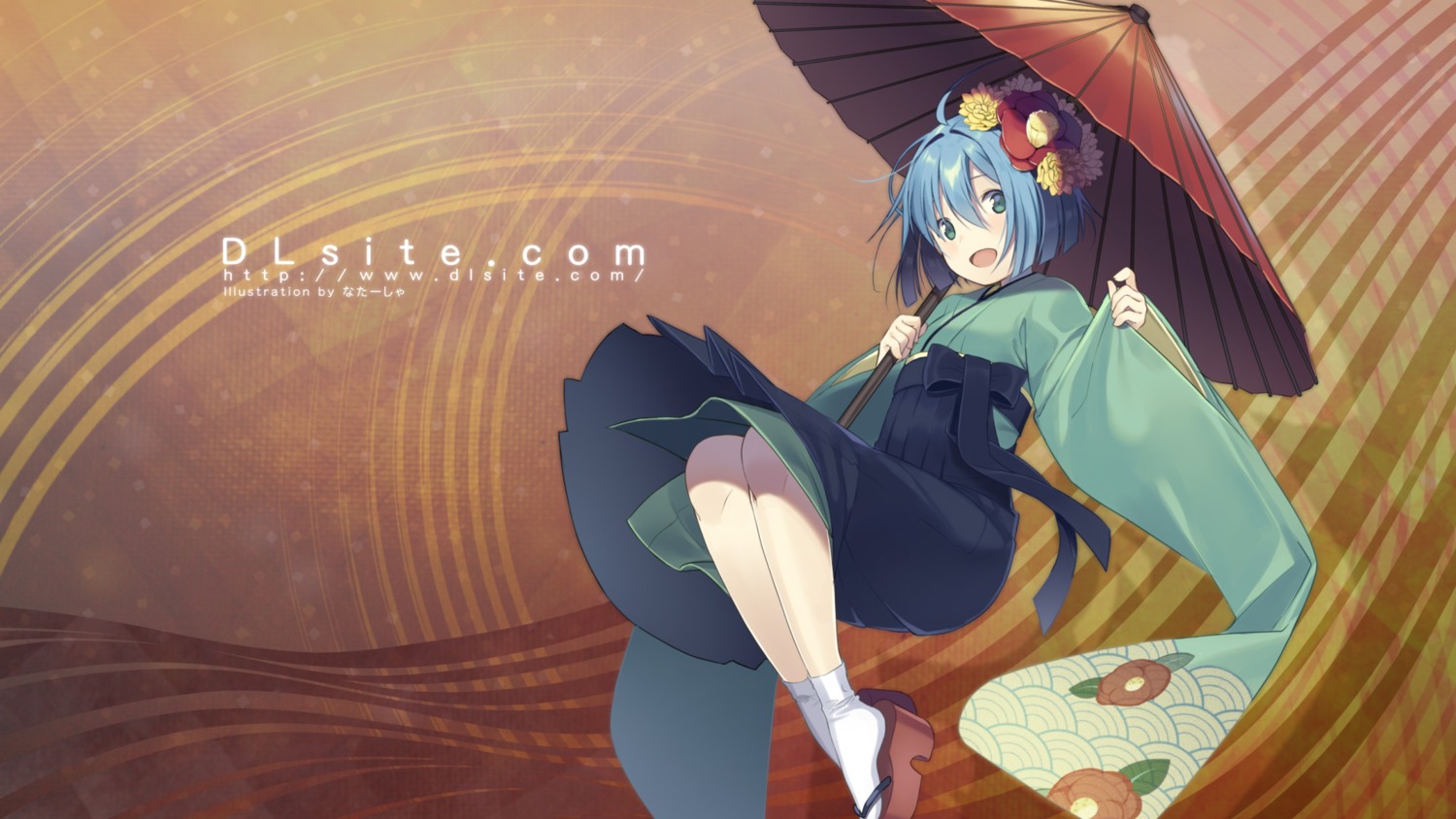 dlsite.com, japanese_clothes, natasha_(pommier), umbrella, wallpaper