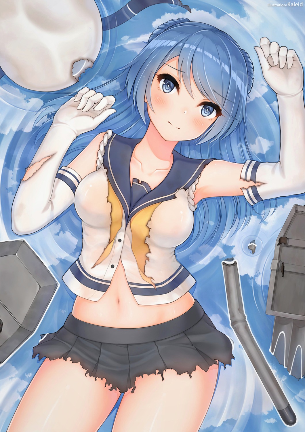 kaleid, kantai_collection, seifuku, torn_clothes, urakaze_(kancolle)
