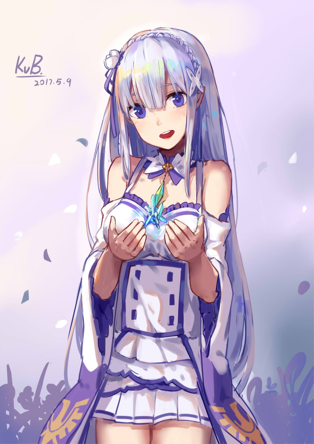elf, emilia_(re_zero), hfp~kubiao, pointy_ears, re:zero_kara_hajimeru_isekai_seikatsu