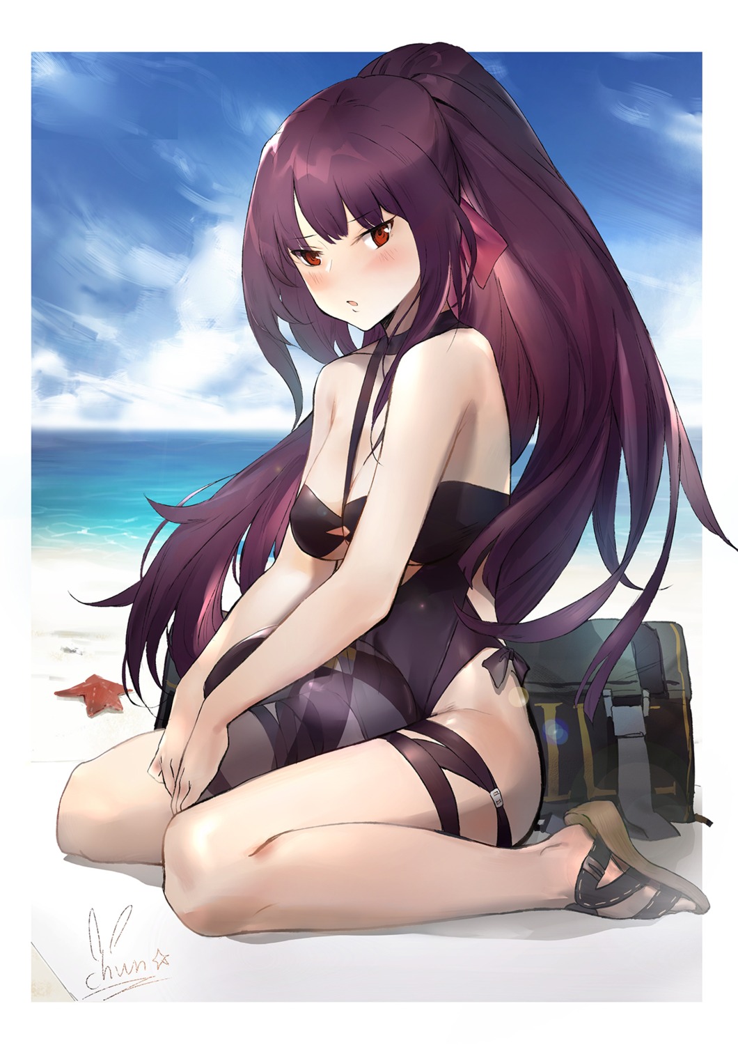 cleavage, girls_frontline, shou_xian_wu, swimsuits, wa2000_(girls_frontline)