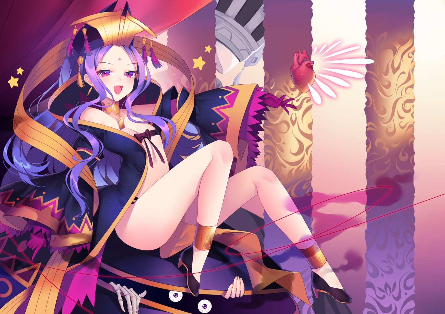 fate/grand_order, heels, may_(2747513627), no_bra, open_shirt, pantsu, wu_zetian_(fate)