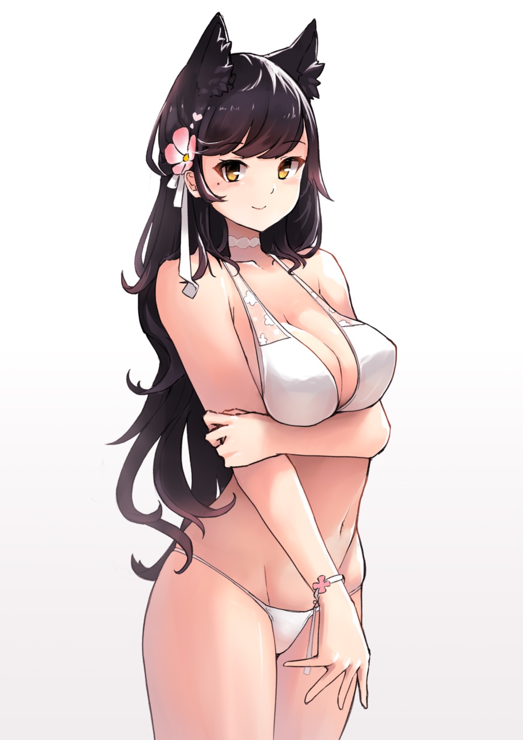 animal_ears, arukiru, atago_(azur_lane), azur_lane, bikini, cleavage, swimsuits