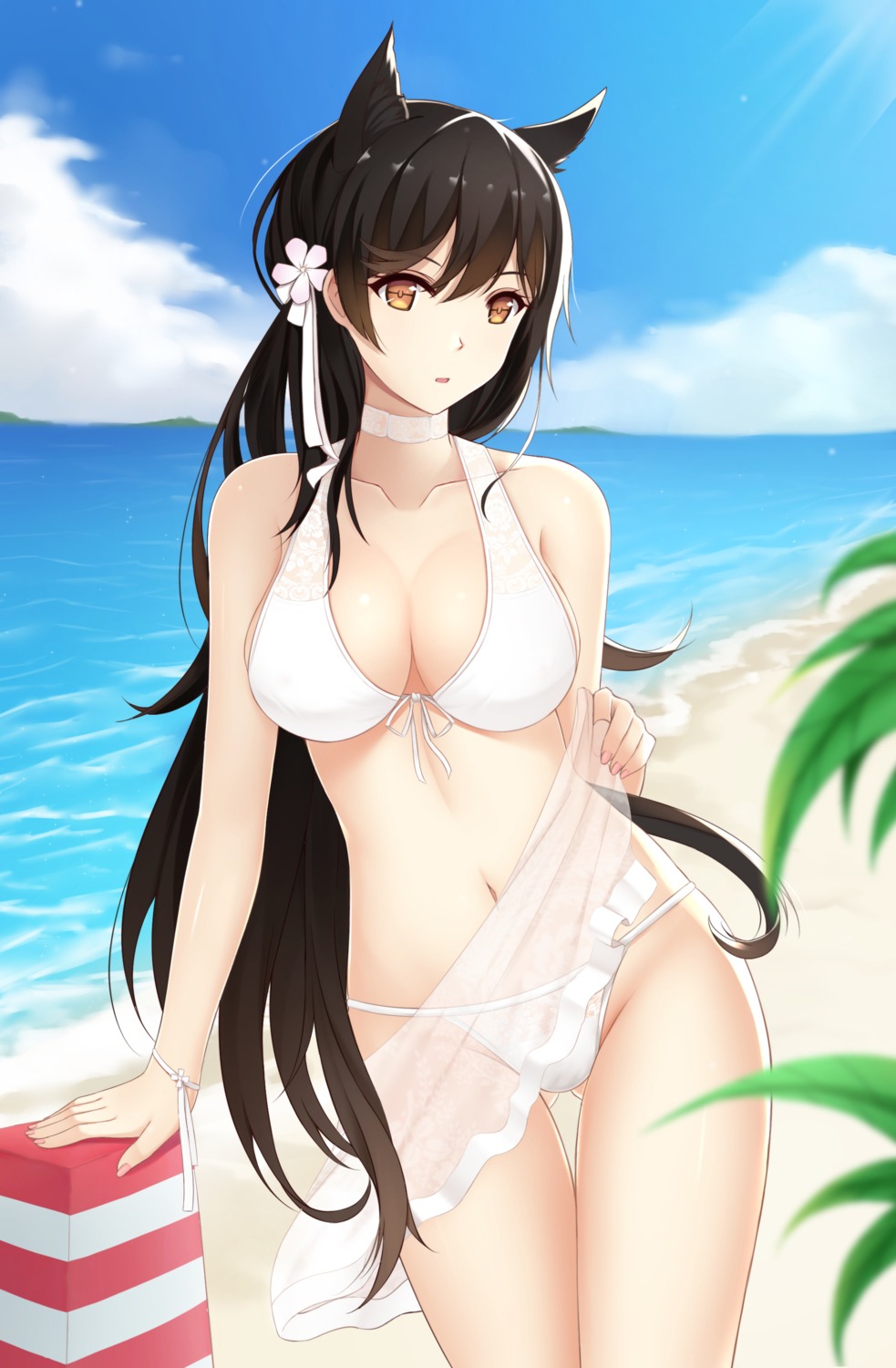 animal_ears, atago_(azur_lane), azur_lane, bikini, cleavage, rko_(a470350510), swimsuits