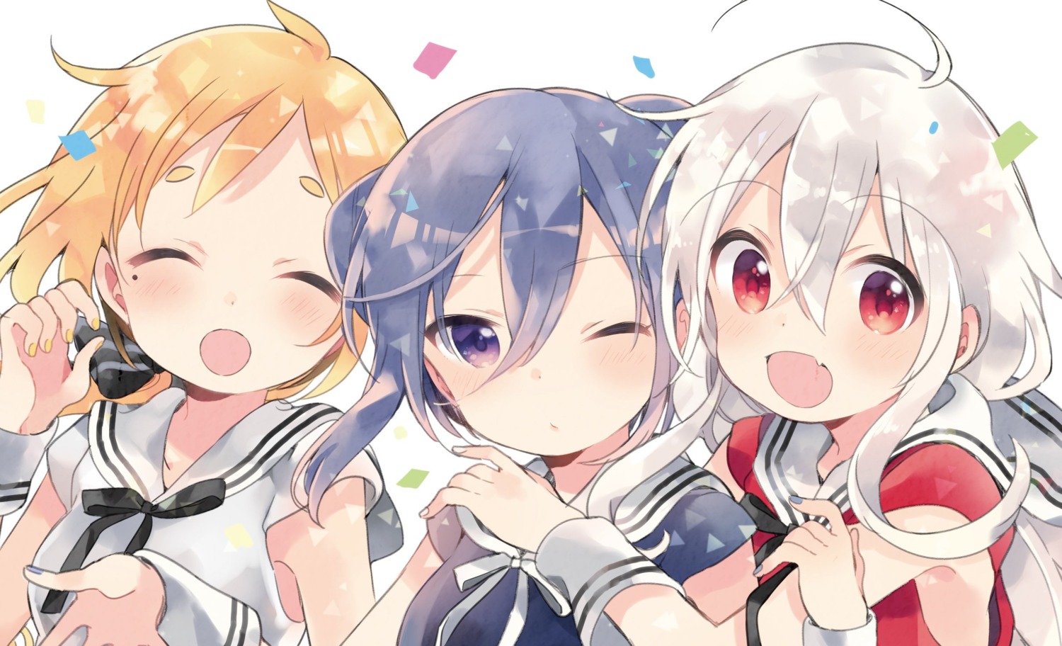 chiya_(urara_meirochou), harikamo, natsume_nono, nijou_omi, seifuku, urara_meirochou