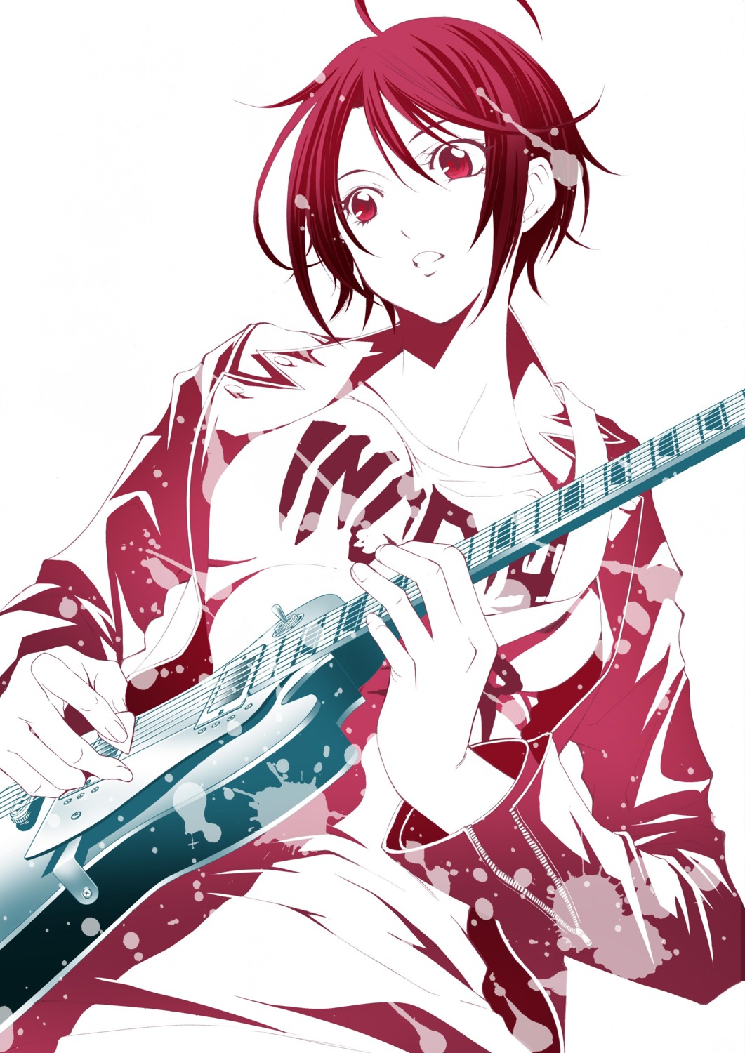 aoi_fuuka, fuuka, guitar, monochrome, seo_kouji