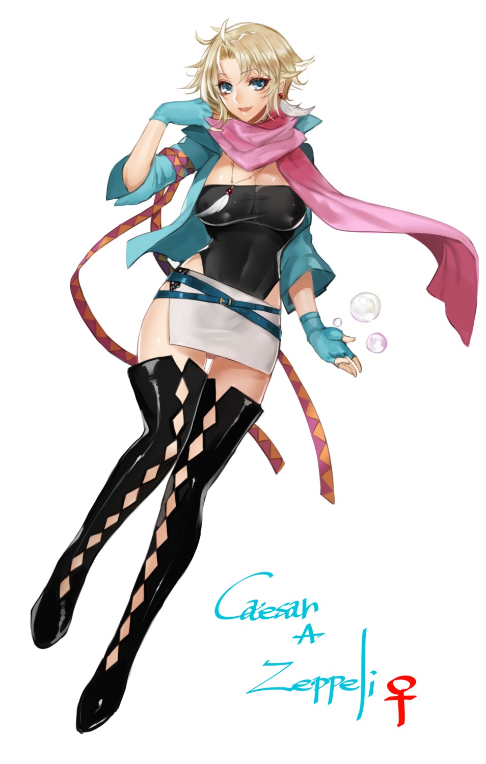 apt, caesar_anthonio_zeppeli, cleavage, genderswap, jojo_no_kimyou_na_bouken, jojo_no_kimyou_na_bouken_part_2:_sentou_chouryuu, thighhighs