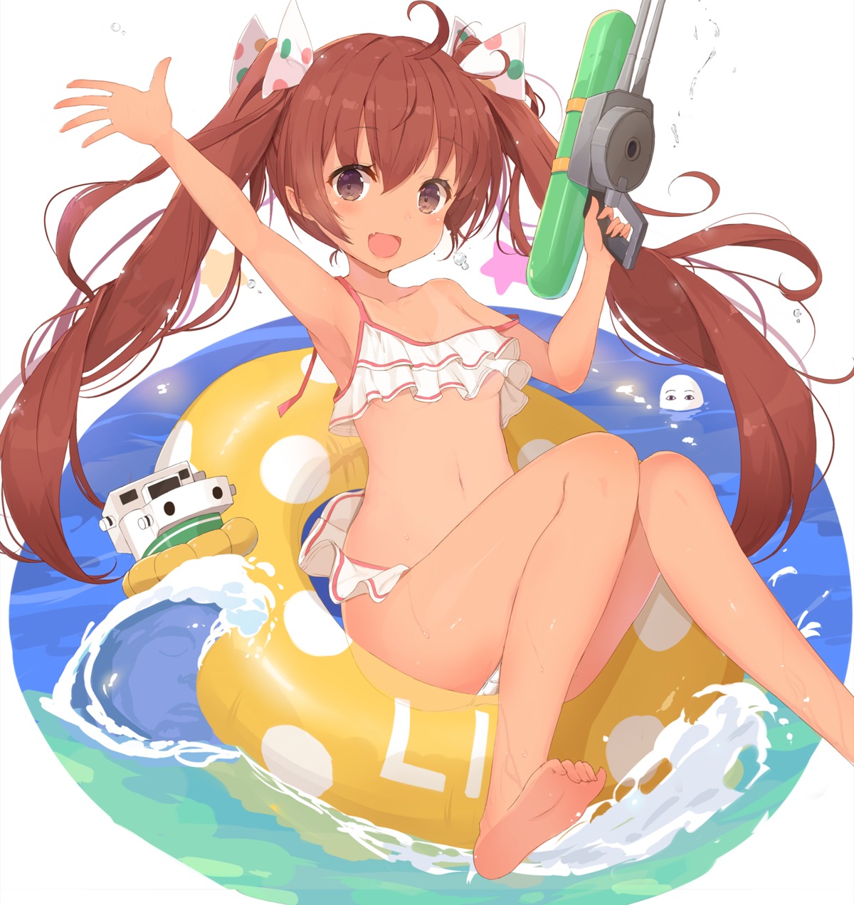 bikini, feet, gun, kagerou, kantai_collection, libeccio_(kancolle), swimsuits, tan_lines