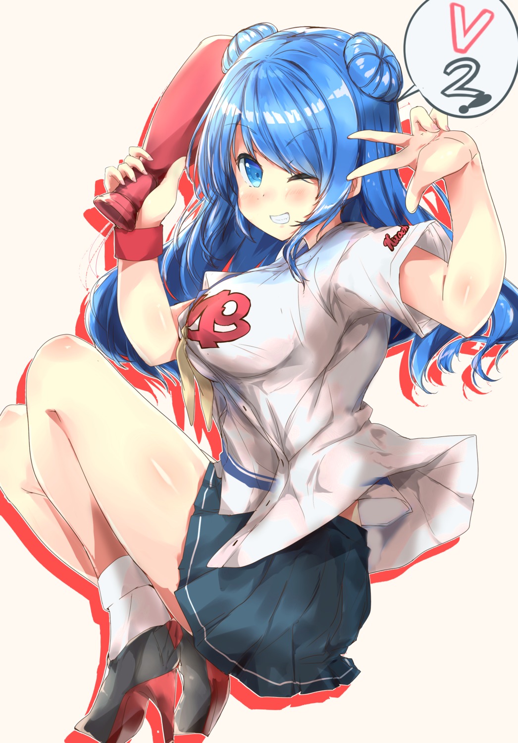 baseball, heels, kantai_collection, nagisa_(imizogami), uniform, urakaze_(kancolle)