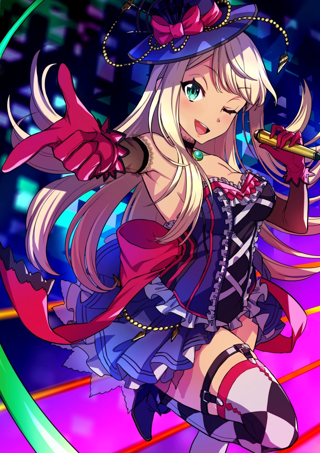 alessandra_susu, cleavage, dress, maruchi, thighhighs, tokyo_7th_sisters