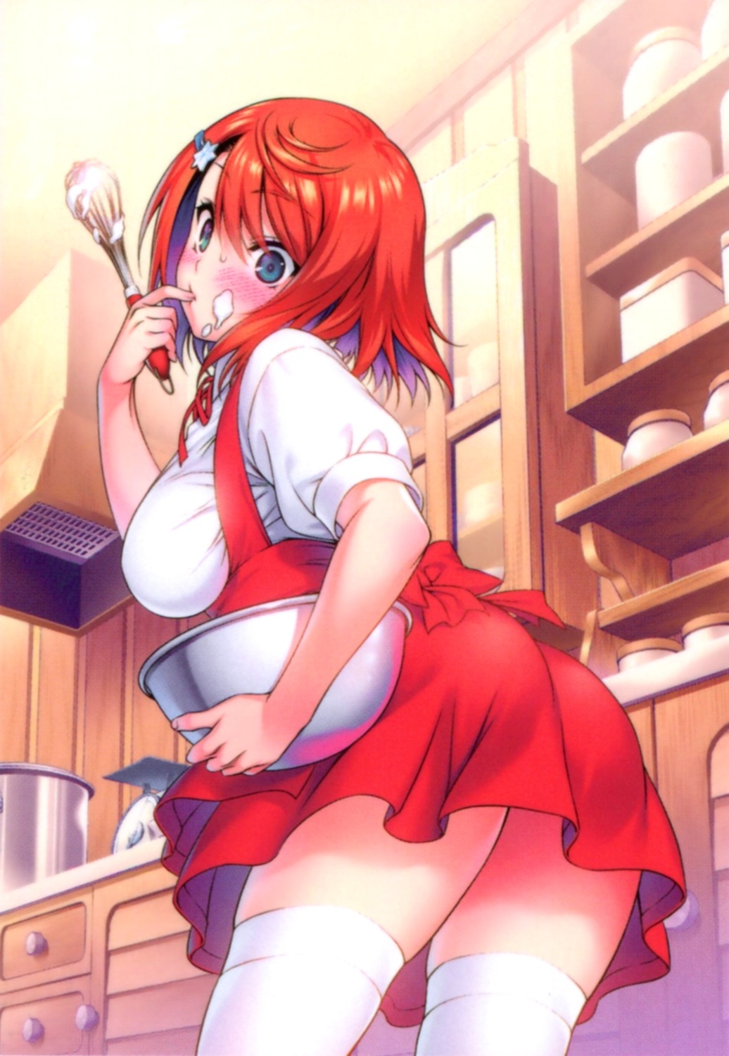 cream, miura_tadahiro, miyazaki_chisaki, thighhighs, yuragi-sou_no_yuuna-san