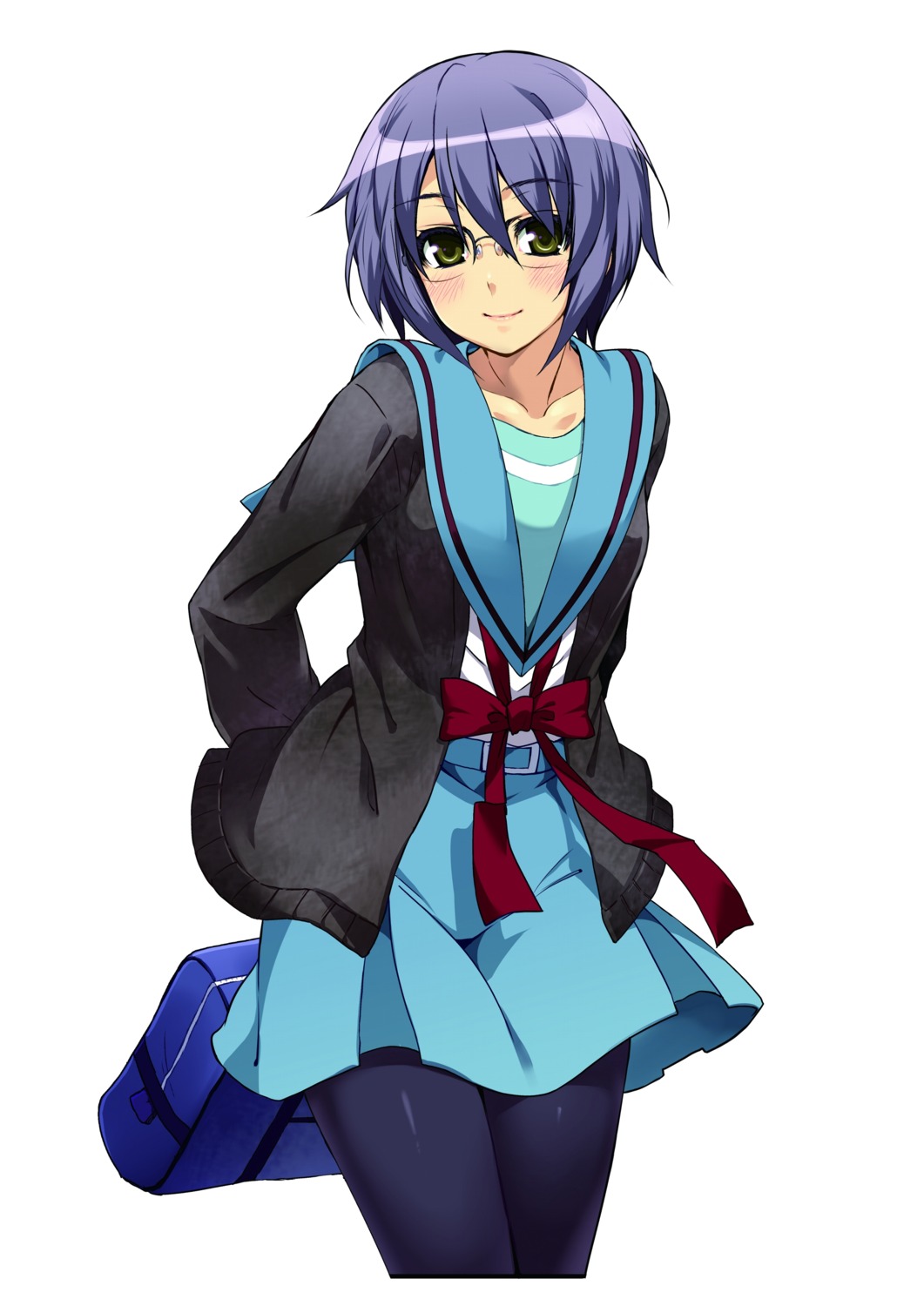 megane, nagato_yuki, nagato_yuki-chan_no_shoushitsu, pantyhose, puyo, seifuku, suzumiya_haruhi_no_yuuutsu, sweater
