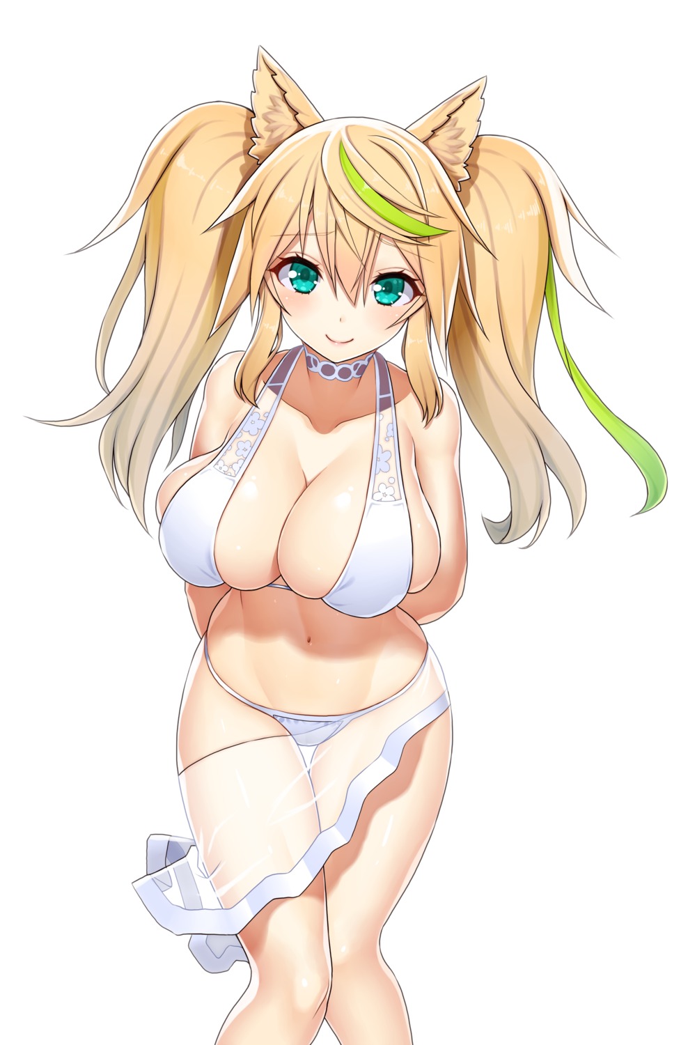 animal_ears, asamura_hiori, atago_(azur_lane), azur_lane, bikini, cleavage, cosplay, gené_(phantasy_star_online_2), phantasy_star_online_2, see_through, swimsuits