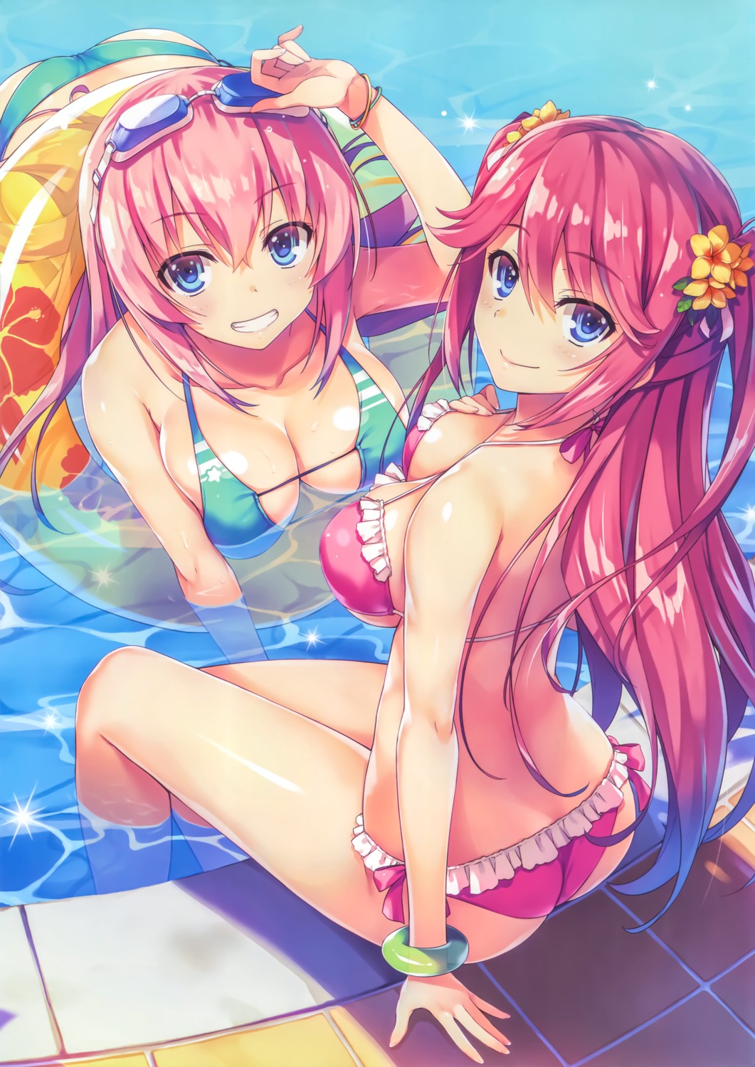 ass, bikini, cleavage, ichinose_honami, sakura_airi, swimsuits, tomose_shunsaku, underboob, wet, wet_clothes, youkoso_jitsuryoku_shijou_shugi_no_kyoushitsu_e