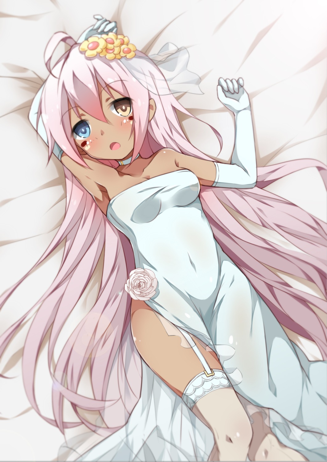 azur_lane, cleavage, dress, heterochromia, indianapolis_(azur_lane), stockings, tagme, thighhighs