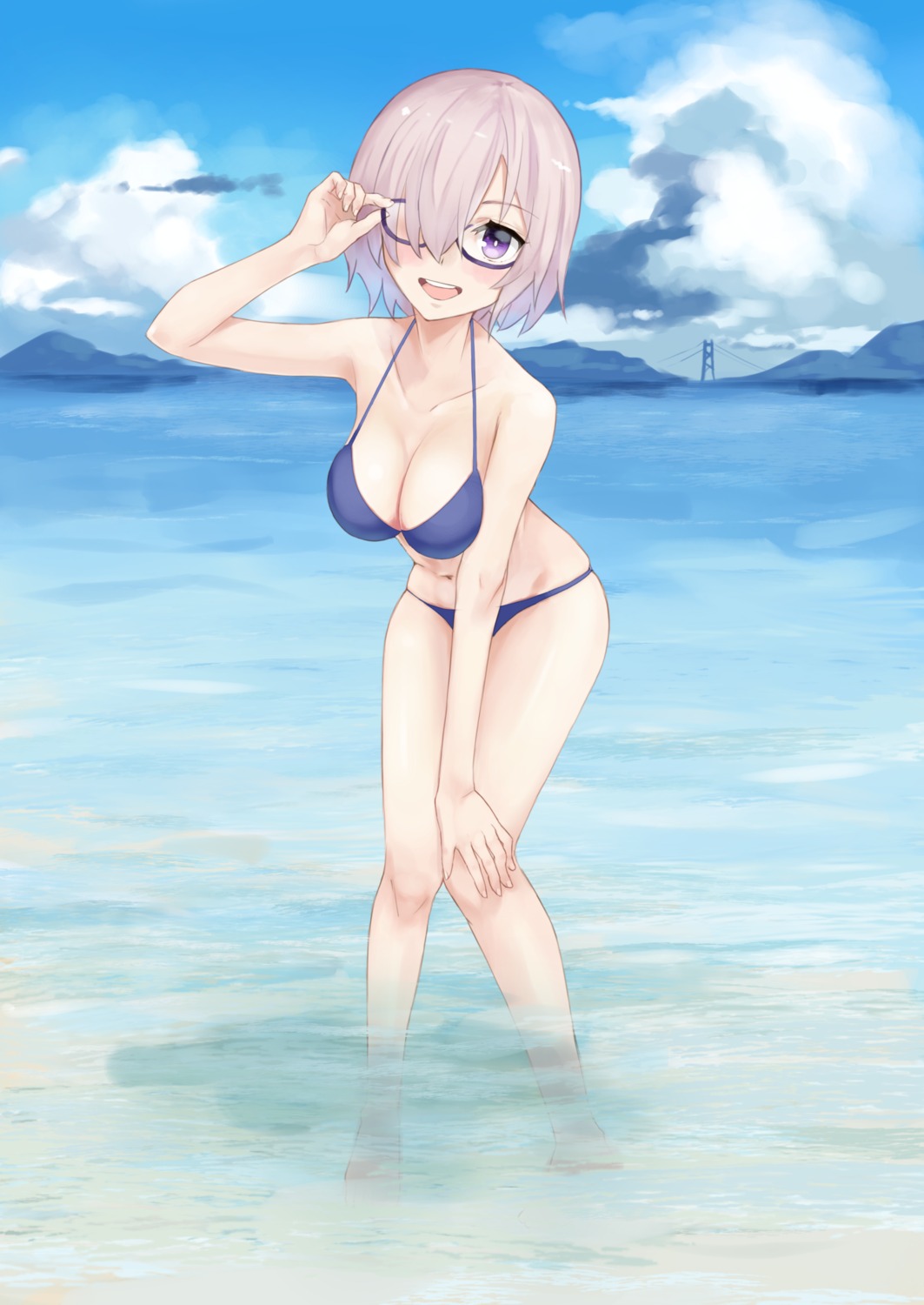 ashiya_hiro, bikini, cleavage, fate/grand_order, mash_kyrielight, megane, swimsuits, wet
