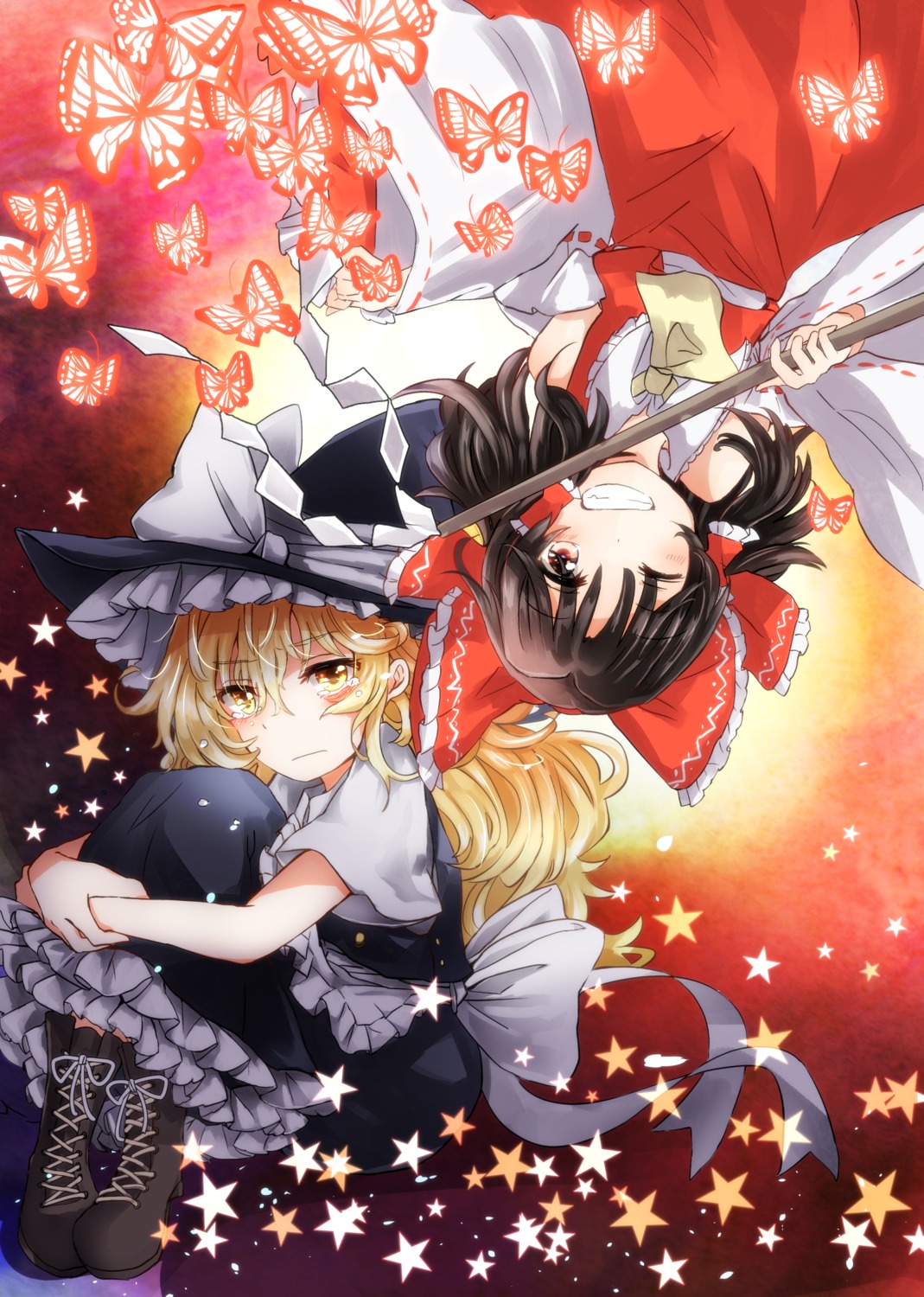 hakurei_reimu, kirisame_marisa, miko, tigern, touhou, witch