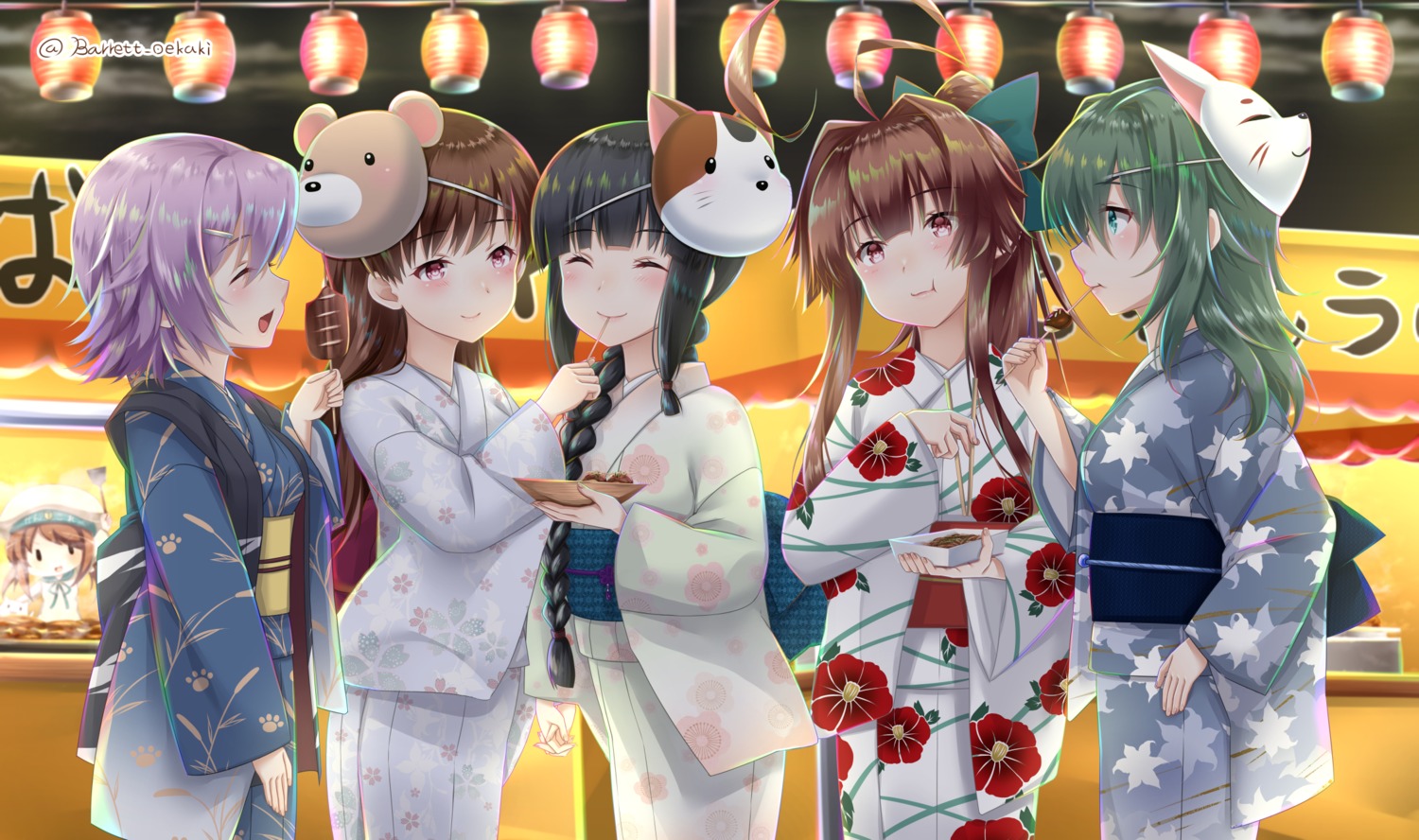 baretto, error_musume, kantai_collection, kiso_(kancolle), kitakami_(kancolle), kuma_(kancolle), ooi_(kancolle), tama_(kancolle)