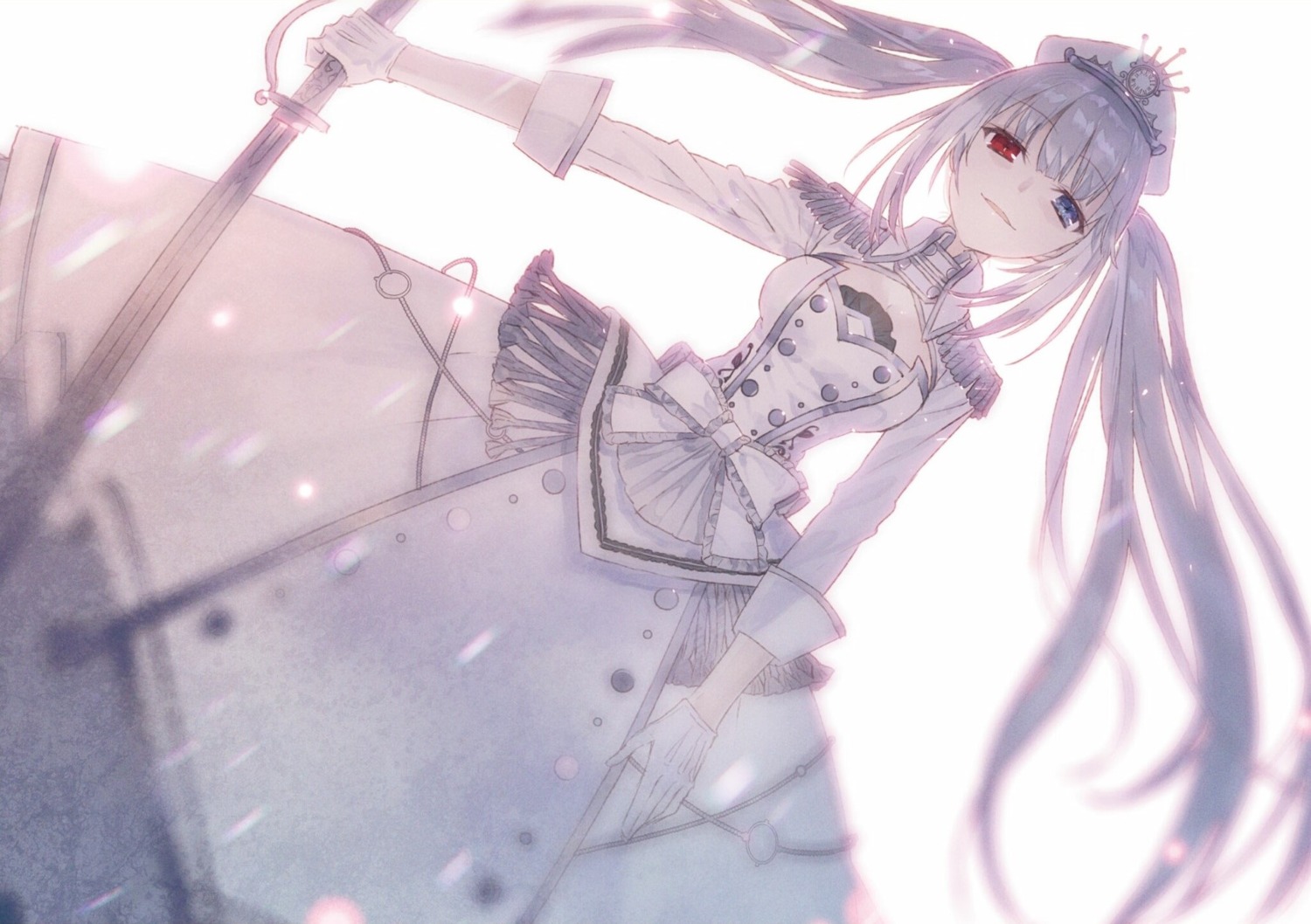 date_a_bullet, date_a_live, dress, heterochromia, noco, sword, white_queen_(date_a_bullet)