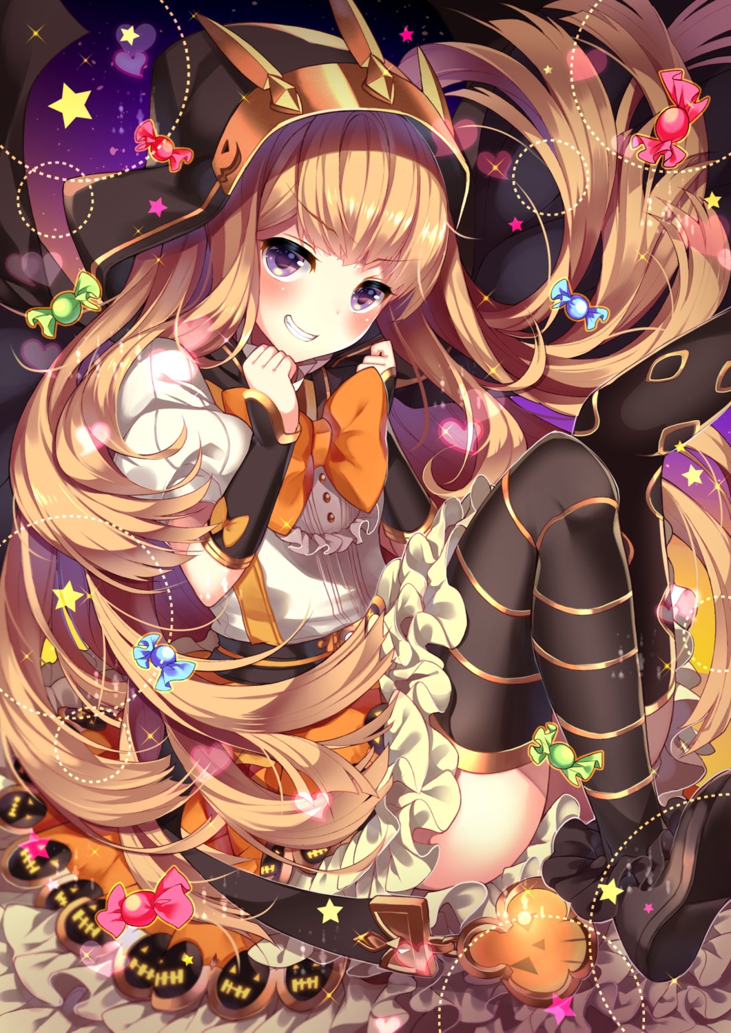 cagliostro_(granblue_fantasy), granblue_fantasy, halloween, homadelic, thighhighs
