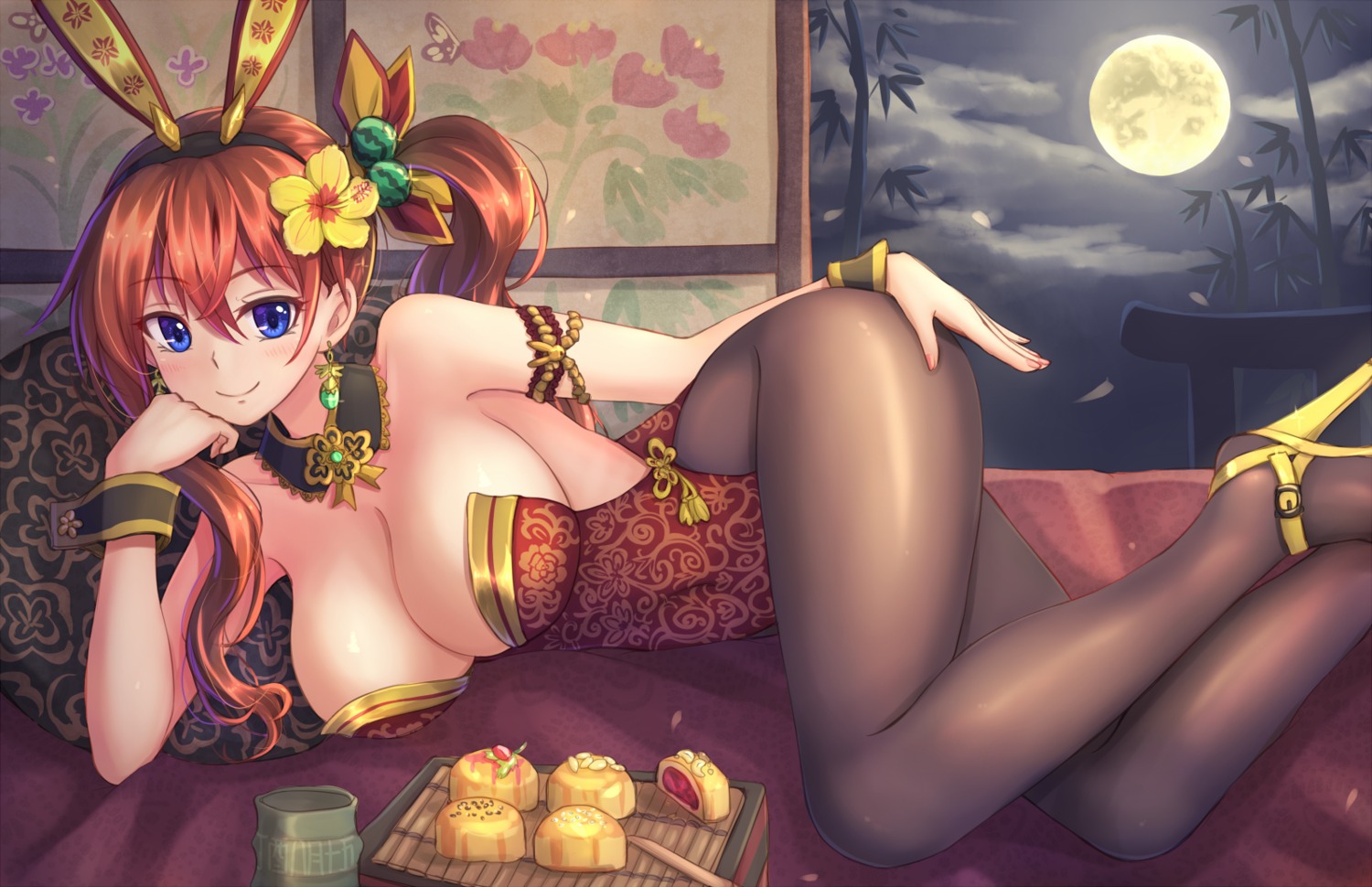 animal_ears, bunny_ears, bunny_girl, cleavage, heels, pantyhose, suikakitsu_shiro