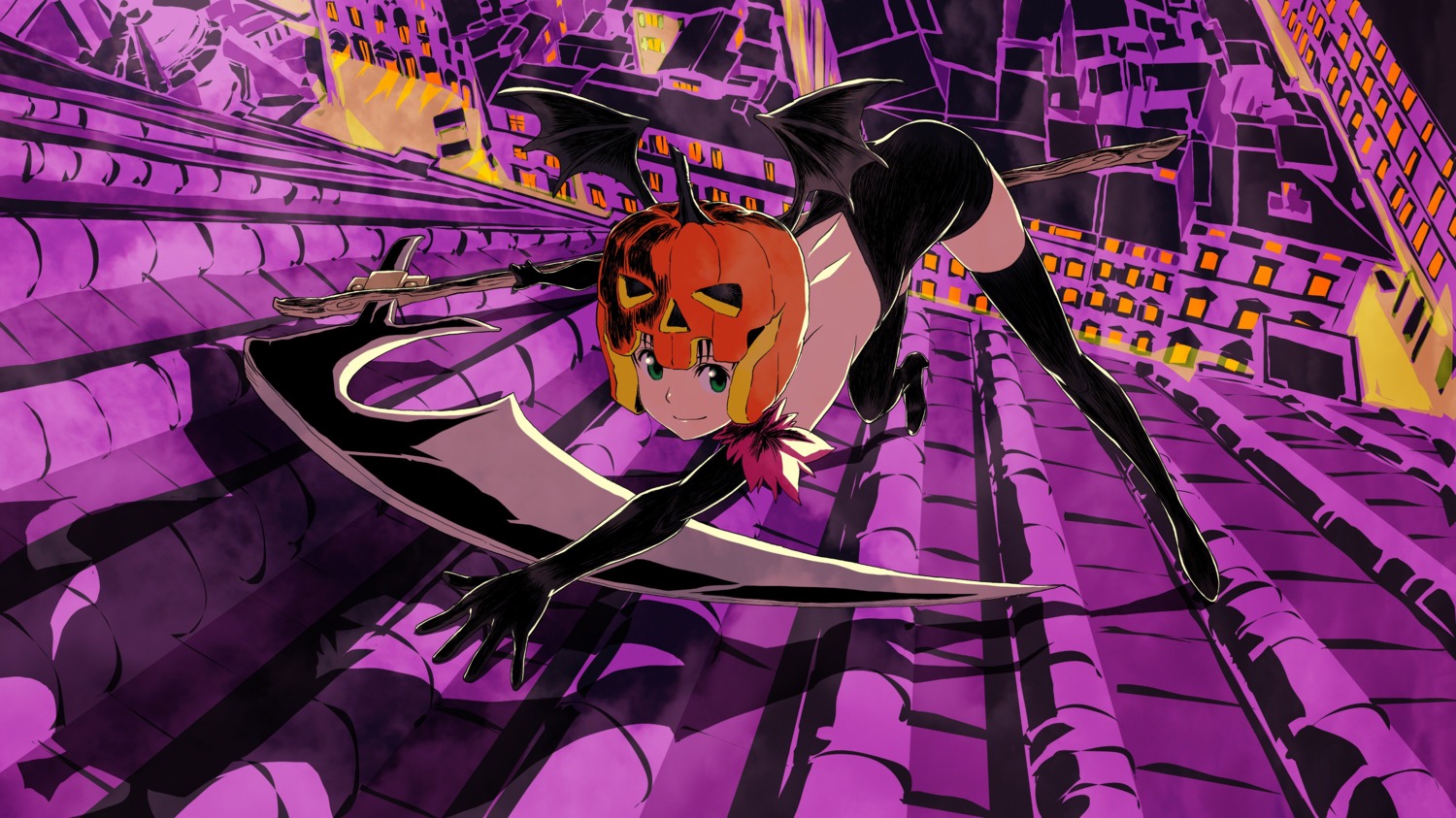 halloween, heels, irie_yasuhiro, thighhighs, weapon, wings