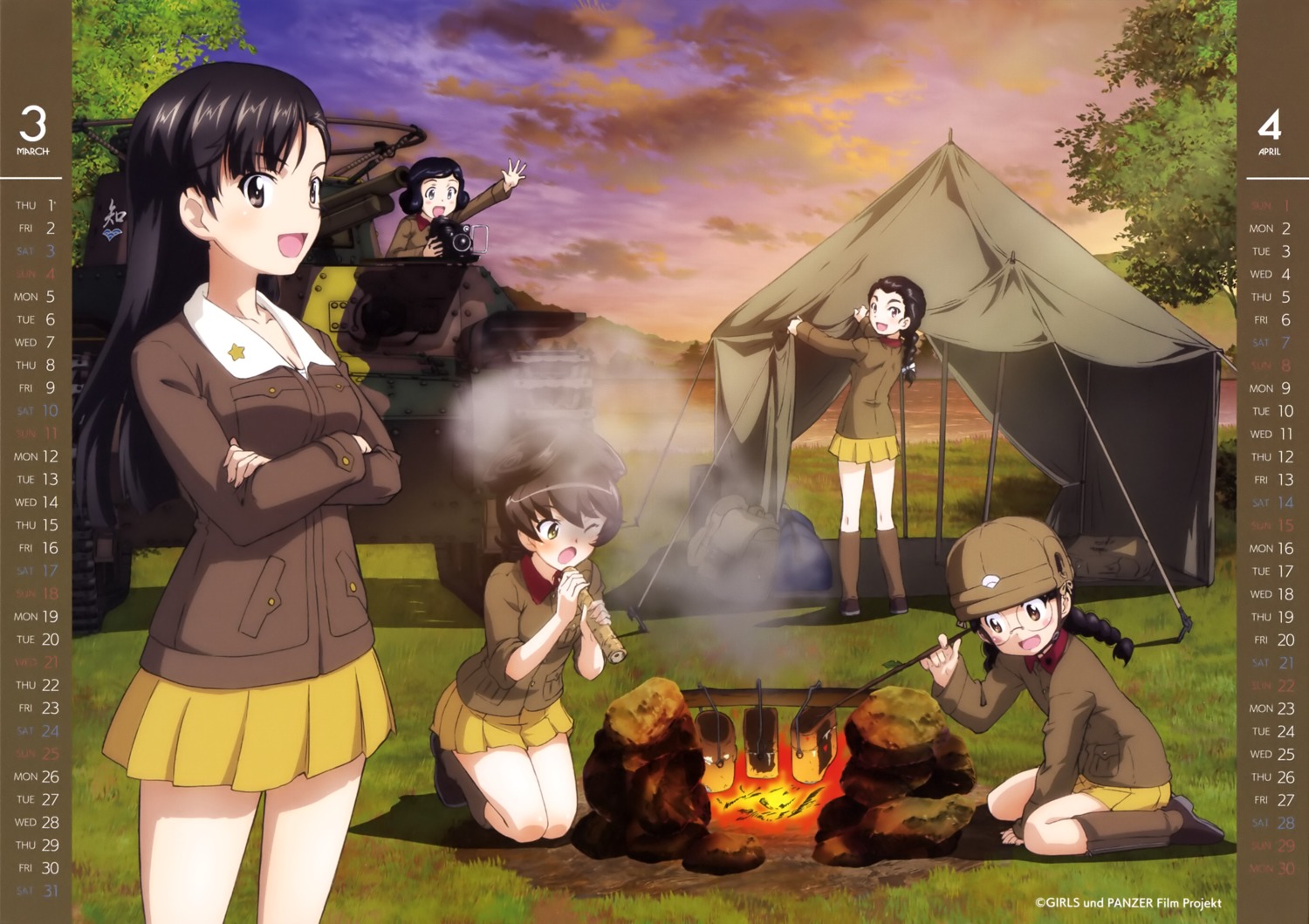 calendar, fukuda_haru, girls_und_panzer, hosomi_(girls_und_panzer), megane, nishi_kinuyo, tamada_(girls_und_panzer), teramoto_(girls_und_panzer)