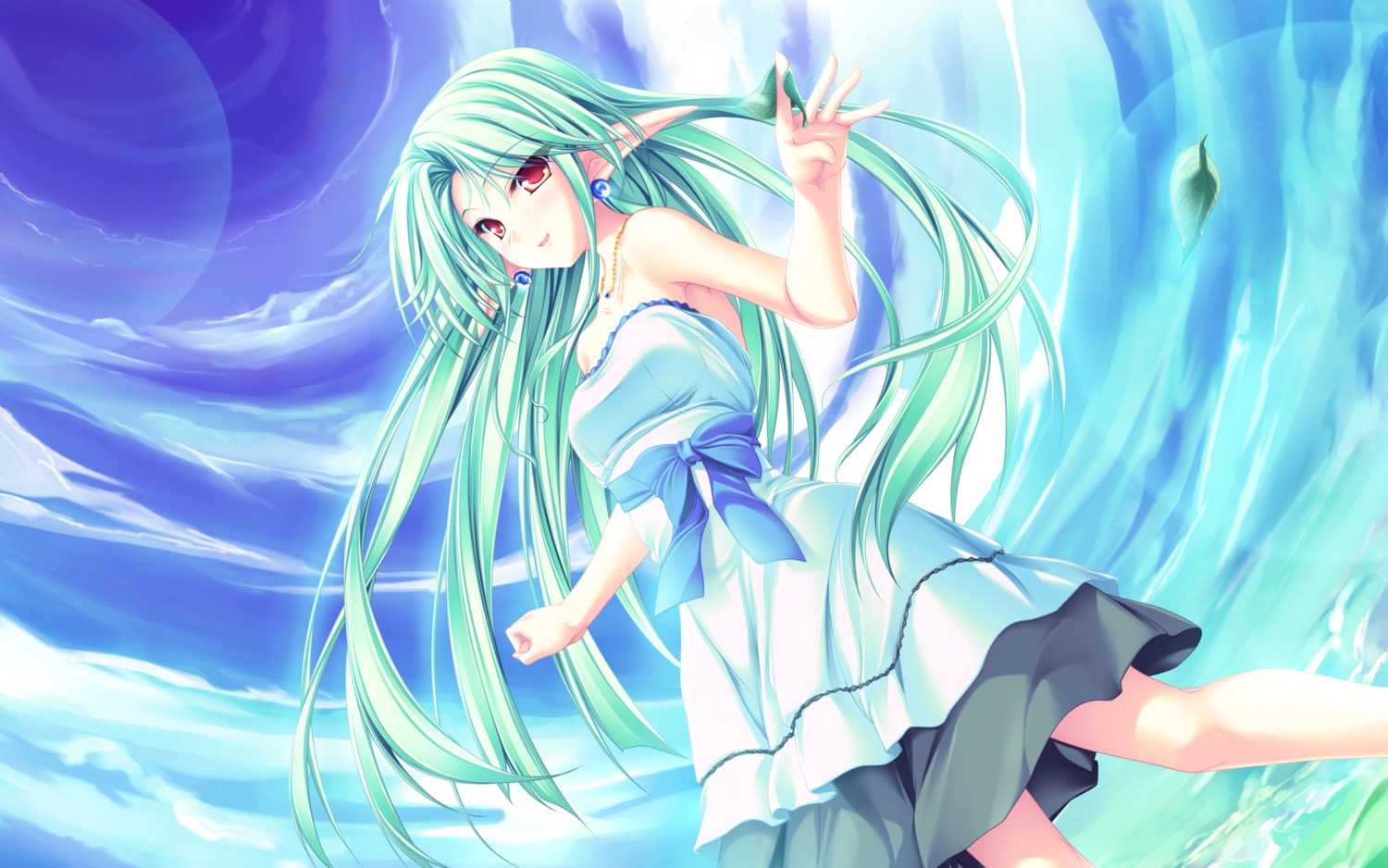 cecile_absentia, dress, elf, magus_tale, pointy_ears, tenmaso, wallpaper, whirlpool