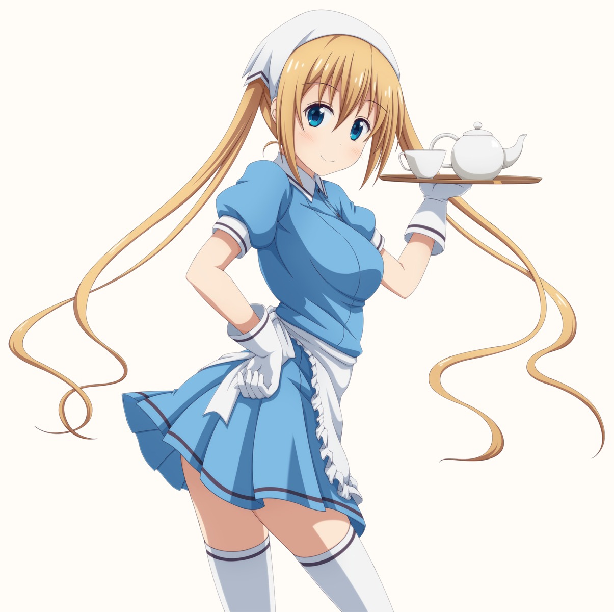blend_s, hinata_kaho, jpeg_artifacts, shira-nyoro, thighhighs, waitress